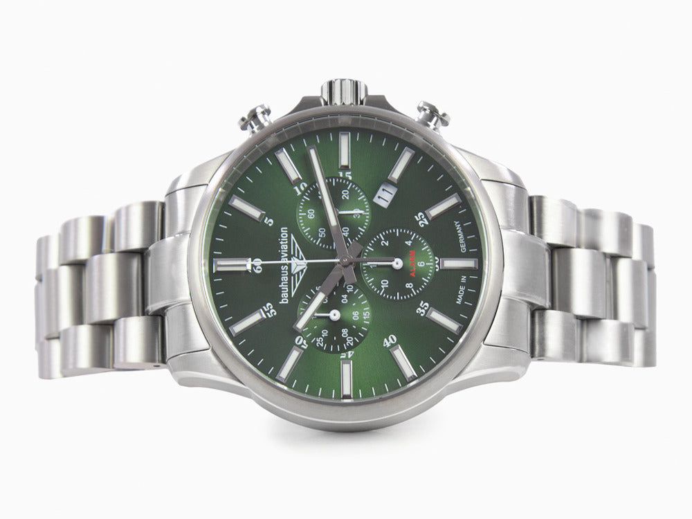 Bauhaus Aviation Quartz Uhr, Titan, Grün, 42 mm, Chronograph, Tag, 2880M-4