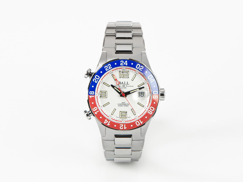 Ball Roadmaster Pilot GMT Automatik Uhr, 40 mm, Limitierte Ed., DG3038A-S2C-WH