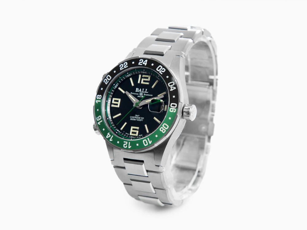 Ball Roadmaster Pilot GMT Automatik Uhr, COSC, Schwarz, 40 mm, DG3038A-S3C-BK