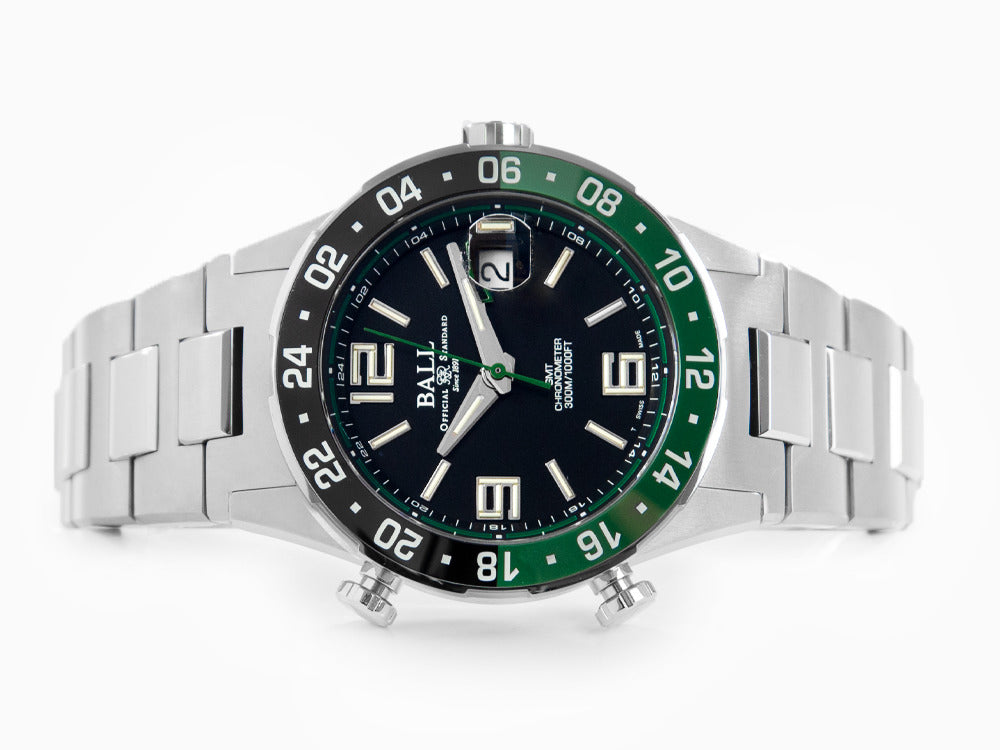 Ball Roadmaster Pilot GMT Automatik Uhr, COSC, Schwarz, 40 mm, DG3038A-S3C-BK