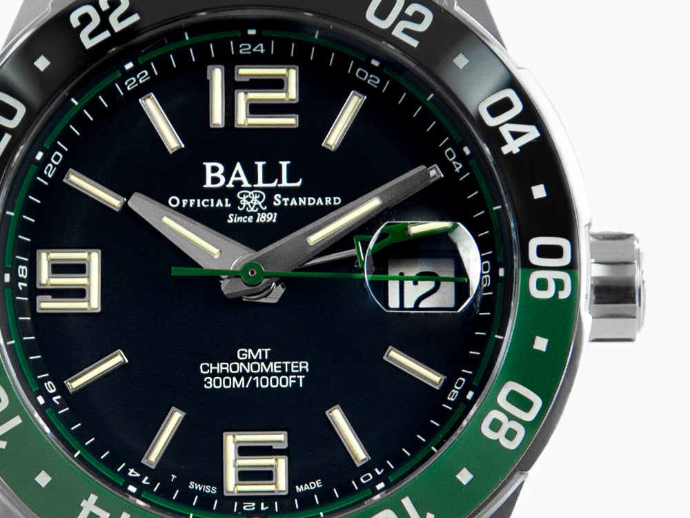 Ball Roadmaster Pilot GMT Automatik Uhr, COSC, Schwarz, 40 mm, DG3038A-S3C-BK