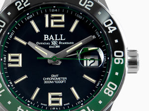 Ball Roadmaster Pilot GMT Automatik Uhr, COSC, Schwarz, 40 mm, DG3038A-S3C-BK