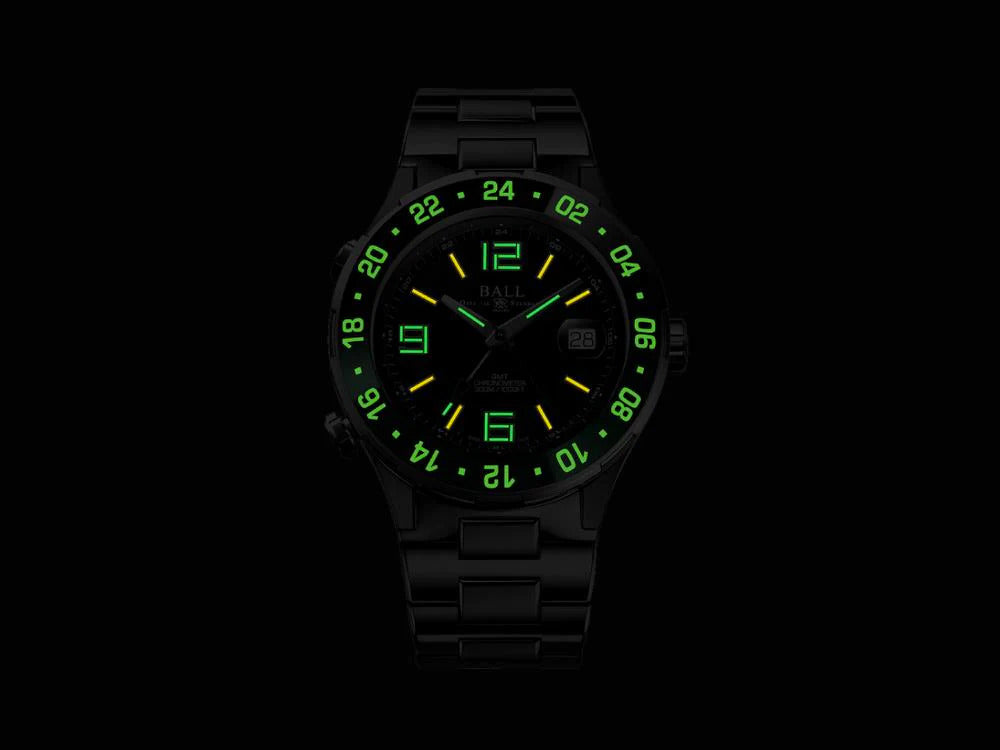 Ball Roadmaster Pilot GMT Automatik Uhr, COSC, Schwarz, 40 mm, DG3038A-S3C-BK