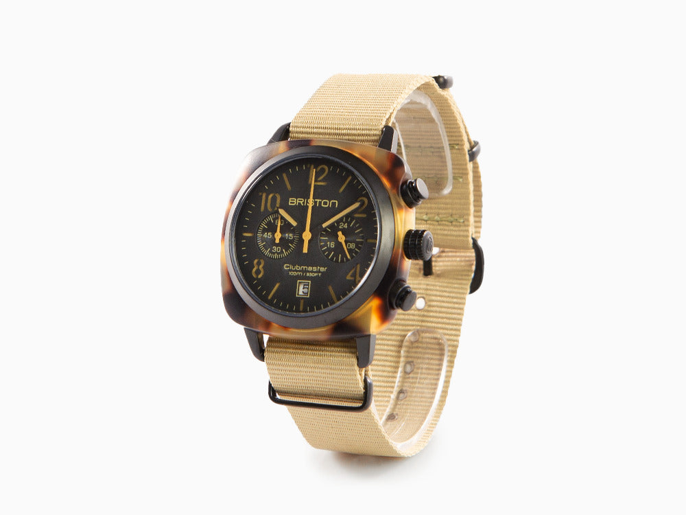 Briston Clubmaster Classic Safari Quartz Uhr, Schwarz, 40 mm, 14140.PBAM.TS.5.NK
