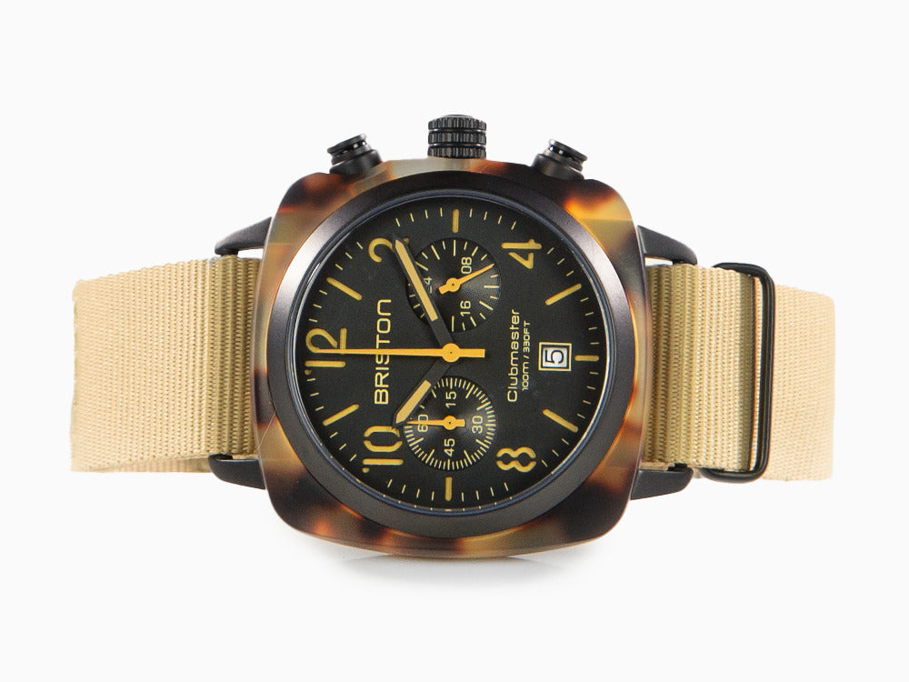 Briston Clubmaster Classic Safari Quartz Uhr, Schwarz, 40 mm, 14140.PBAM.TS.5.NK