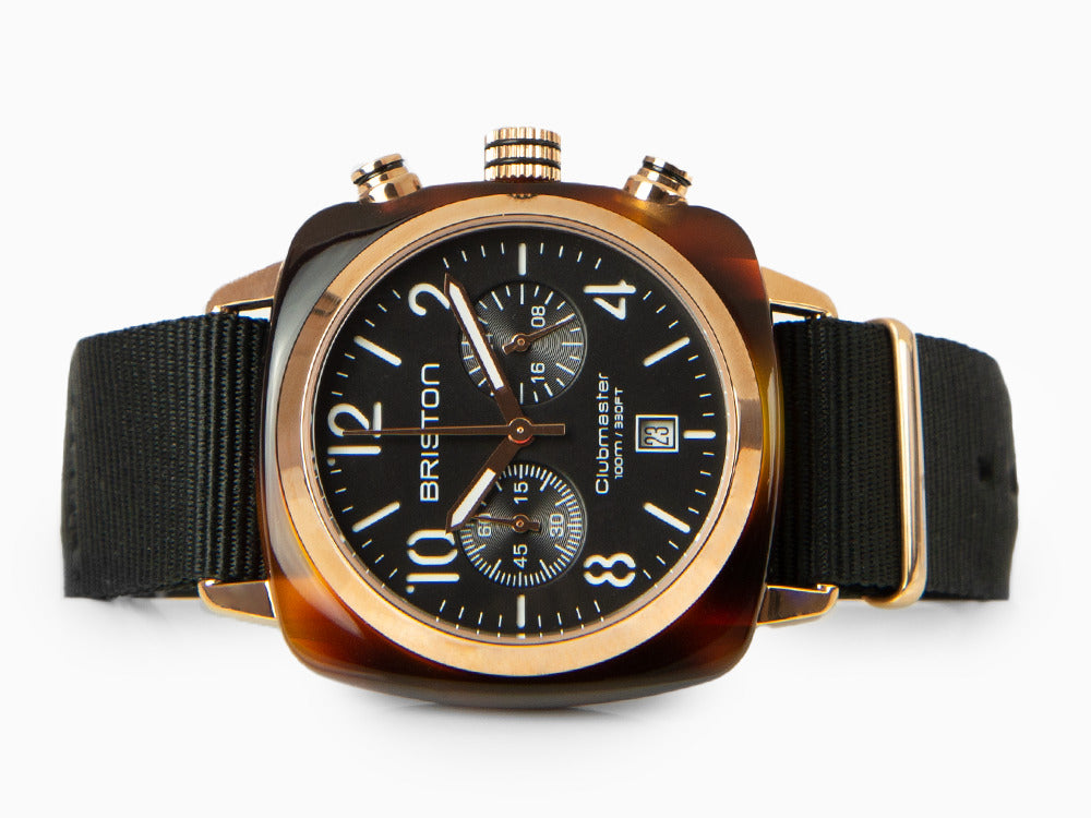 Briston Clubmaster Classic Quartz Uhr, PVD, Schwarz, 40 mm, 14140.PRA.T.1.NB