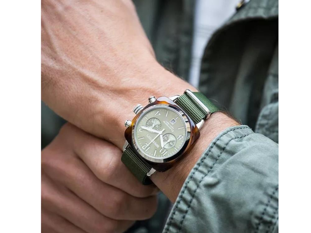 Briston Clubmaster Classic Quartz Uhr, Grün, 40 mm, 19140.PRA.T.26.NOL