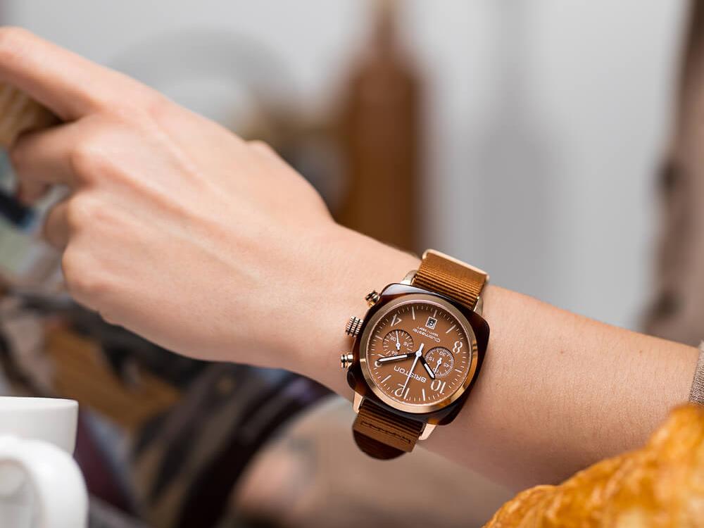 Briston Clubmaster Classic Terracotta Quartz Uhr, 40 mm, 20140.PRA.T.38.NTC