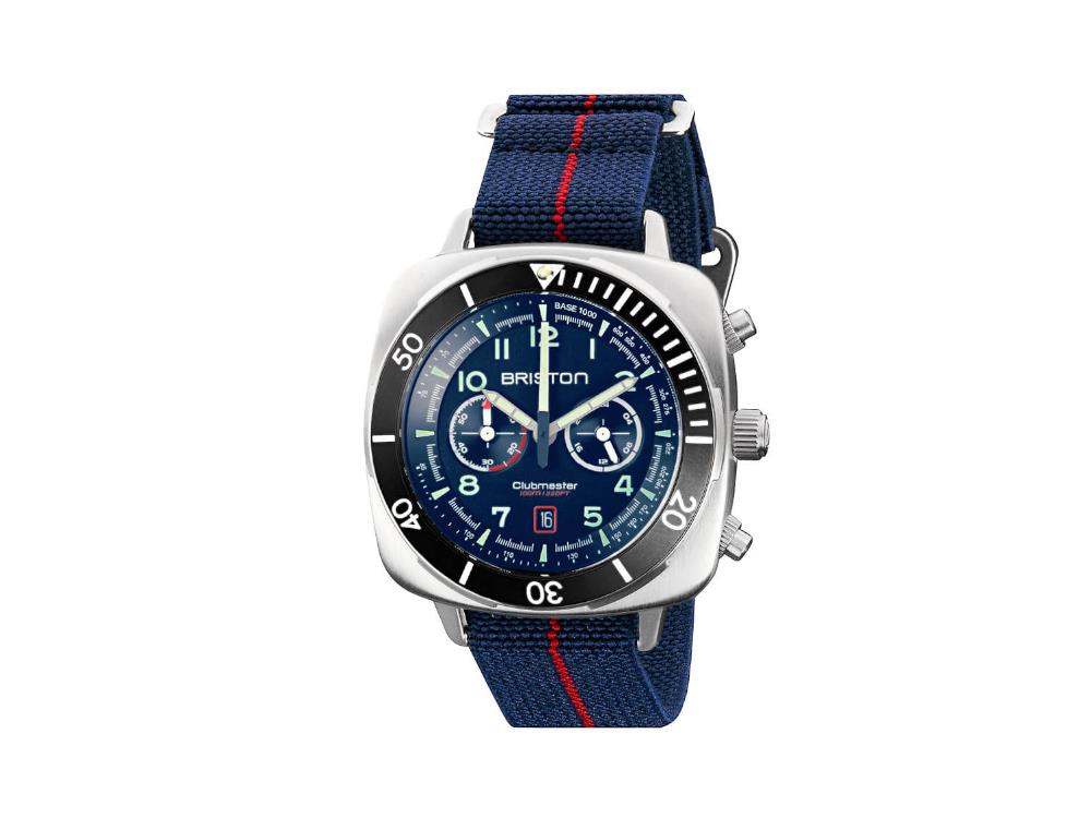 Briston Clubmaster Outdoor Quartz Uhr, Edelstahl, Blau, 44 mm, 23144.S.O.15.ENB