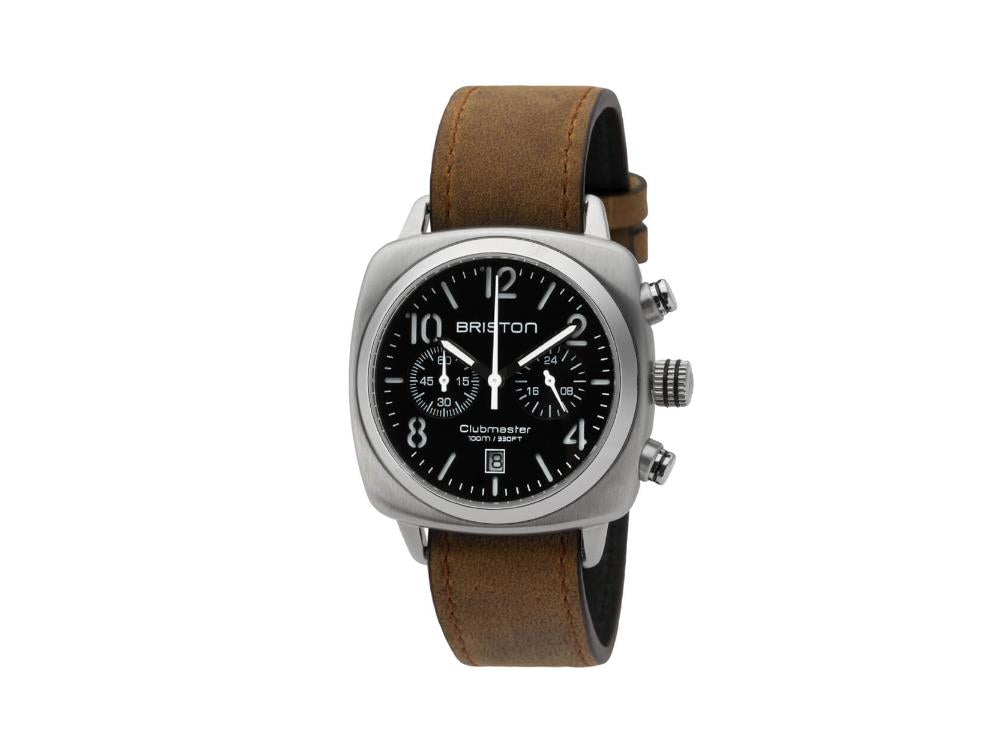 Briston Clubmaster Classic Quartz Uhr, Schwarz, 40 mm, Leder, 16140.S.C.1.LVBR