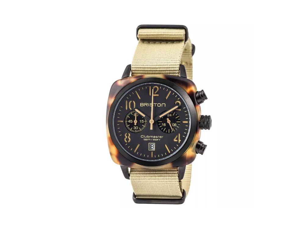 Briston Clubmaster Classic Safari Quartz Uhr, Schwarz, 40 mm, 14140.PBAM.TS.5.NK