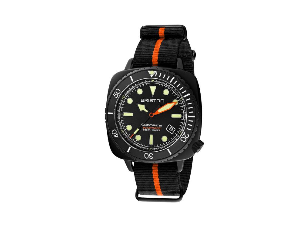 Briston Clubmaster Diver Automatik Uhr, Schwarz, 44 mm, 20644.PBAM.B.35.NBO