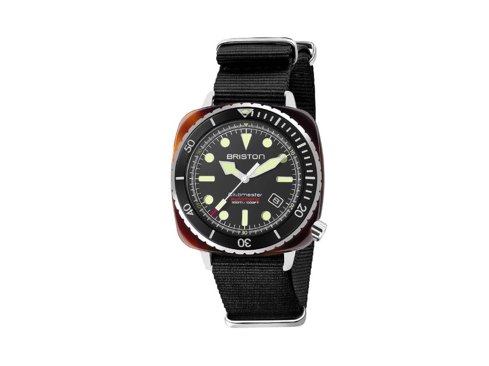 Briston Clubmaster Diver Automatik Uhr, Schwarz, 44 mm, 21644.SA.T.1.NB