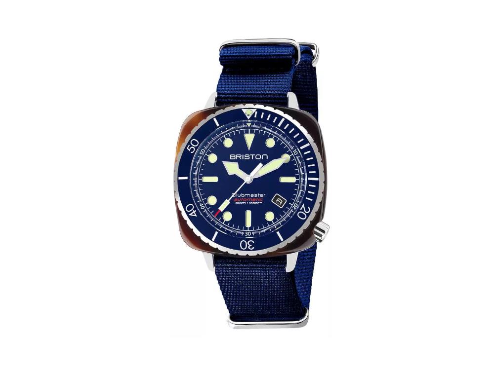 Briston Clubmaster Diver Automatik Uhr, Blau, 44 mm, 21644.SA.T.15.NNB