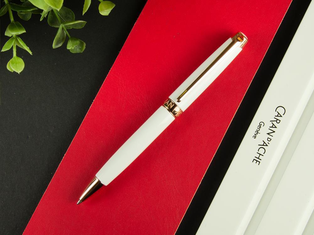 Caran d´Ache Léman Slim White Rosegold Kugelschreiber, Lack, Weiss, 4781.001