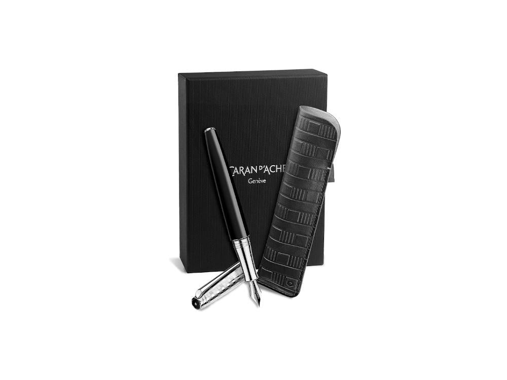Caran d'Ache Léman Damier Füllfeder & Schwarzes Lederetui, 4799.566