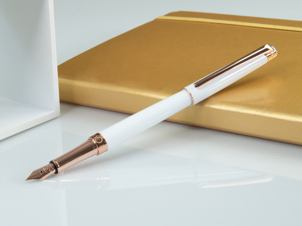 Caran d´Ache Léman Slim White Rosegold Füllfederhalter, Weiß, C4791.001