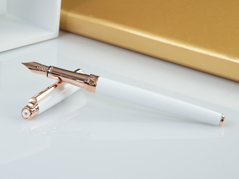 Caran d´Ache Léman Slim White Rosegold Füllfederhalter, Weiß, C4791.001