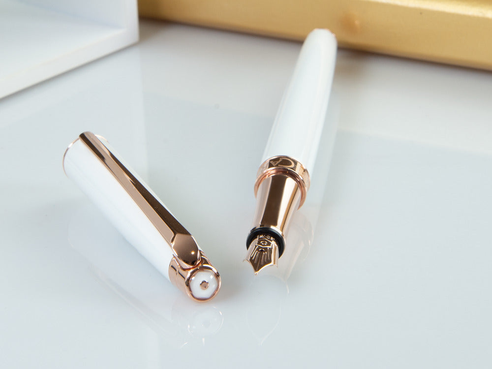Caran d´Ache Léman Slim White Rosegold Füllfederhalter, Weiß, C4791.001