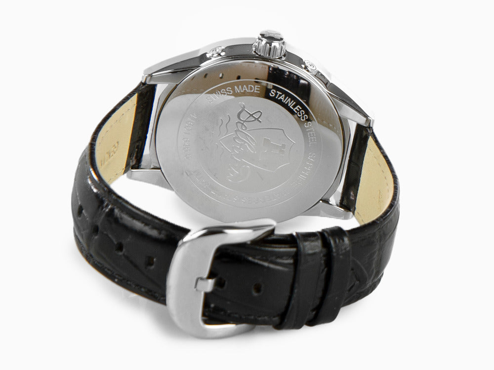 Delbana Classic Retro Moonphase Quartz Uhr, Schwarz, 42 mm, 41601.646.6.034