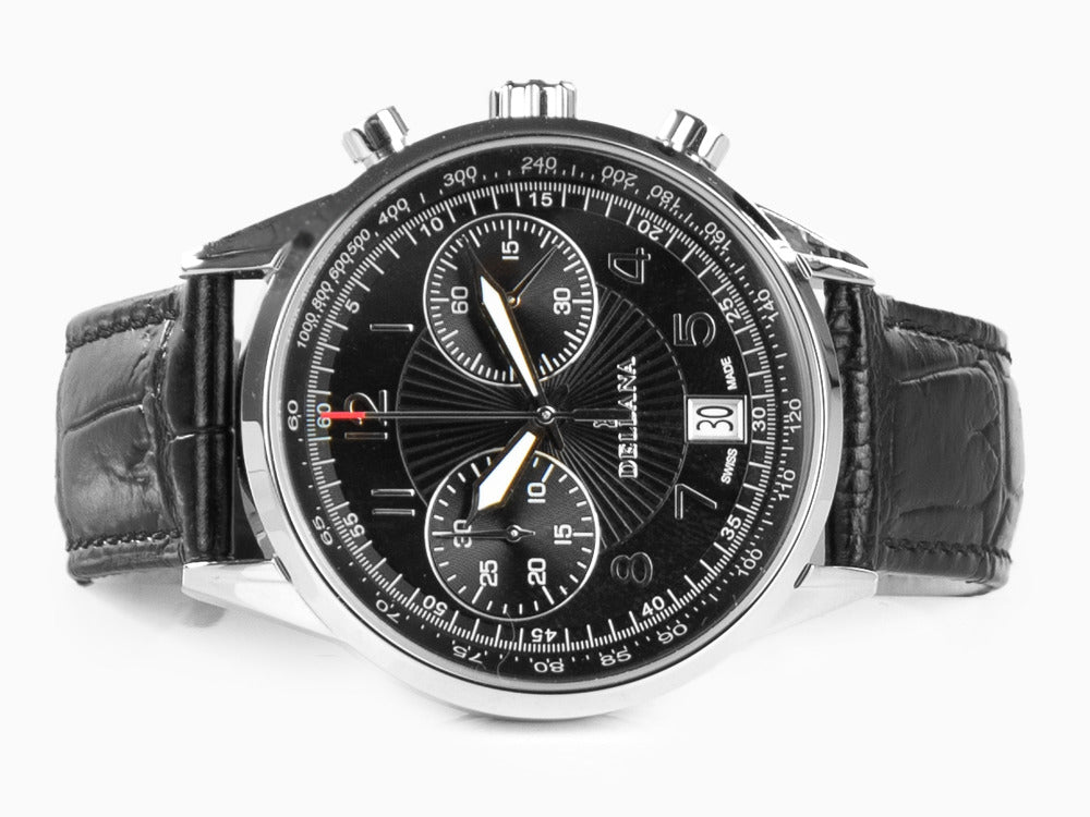 Delbana Classic Retro Chronograph Quartz Uhr, 42 mm, Lederband, 41601.672.6.034