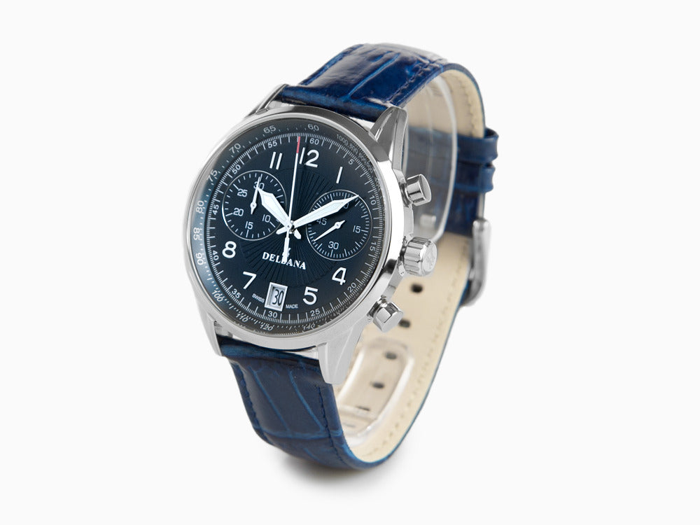 Delbana Classic Retro Chronograph Quartz Uhr, 42 mm, Lederband, 41601.672.6.044