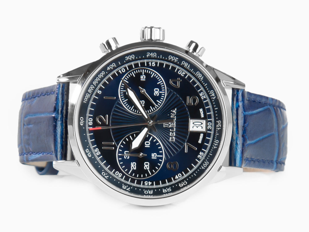 Delbana Classic Retro Chronograph Quartz Uhr, 42 mm, Lederband, 41601.672.6.044