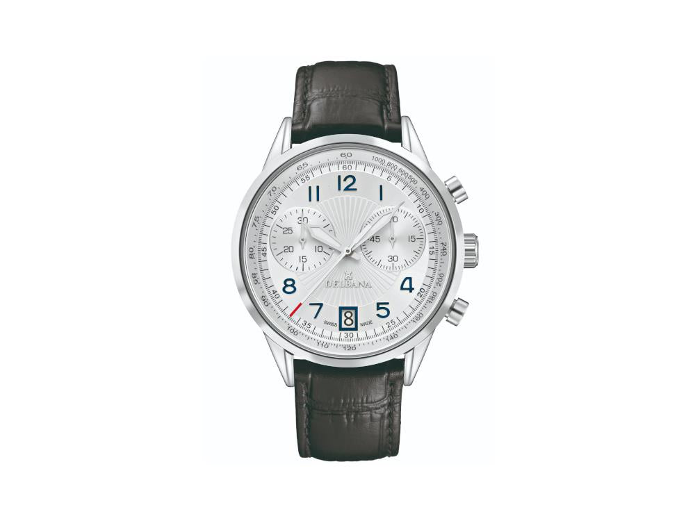 Delbana Classic Retro Chronograph Quartz Uhr, Weiss, 42 mm, 41601.672.6.064