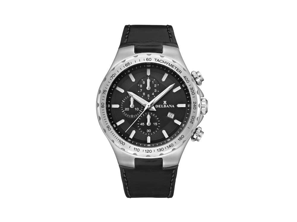 Delbana Sports Barcelona Quartz Uhr, Schwarz, 44 mm, Lederband, 41602.674.6.031