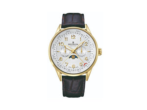 Delbana Classic Retro Moonphase Quartz Uhr, PVD Gold, 42 mm, 42601.646.6.064
