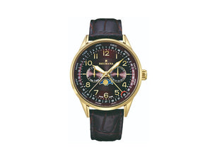 Delbana Classic Retro Moonphase Quartz Uhr, PVD, Braun, 42 mm, 42601.646.6.104