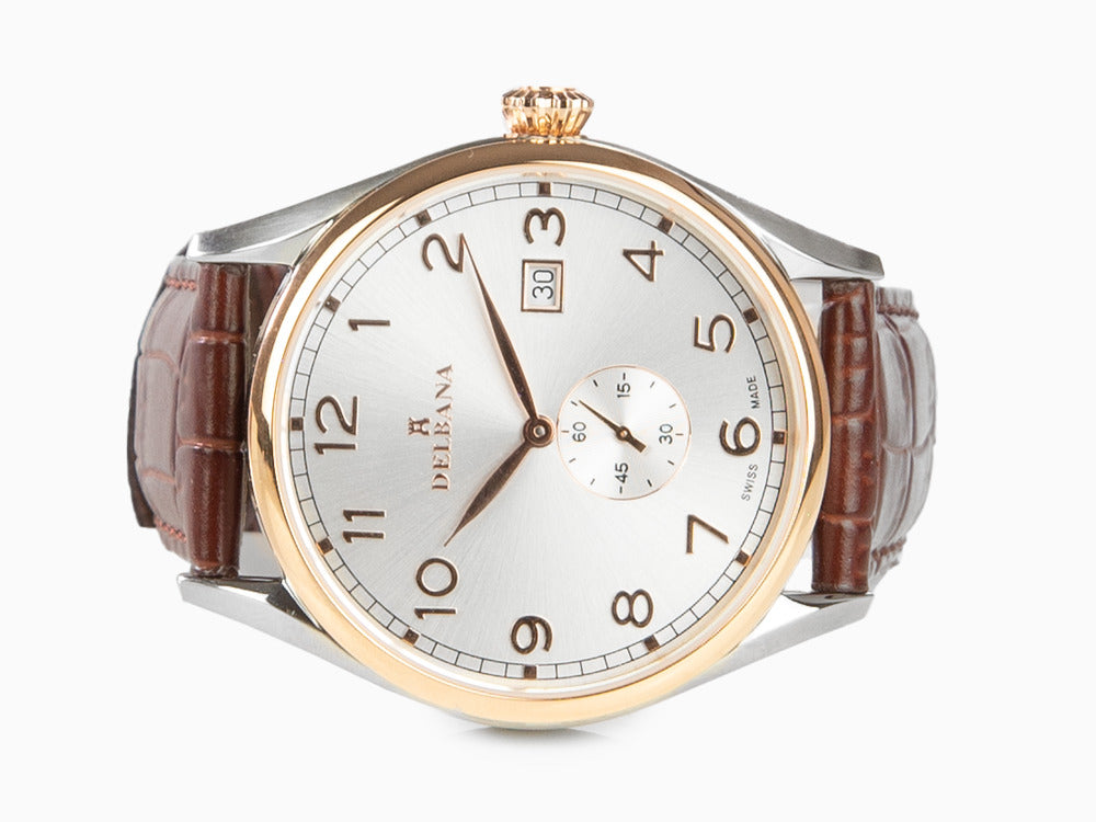 Delbana Classic Fiorentino Quartz Uhr, Grau, 42 mm, Lederband, 53601.682.6.062