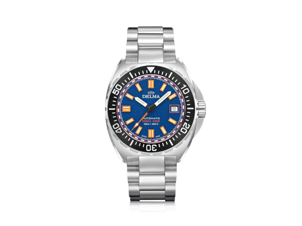 Delma Diver Shell Star Automatik Uhr, Titan, Blau, 41 mm, 32701.750.6.041
