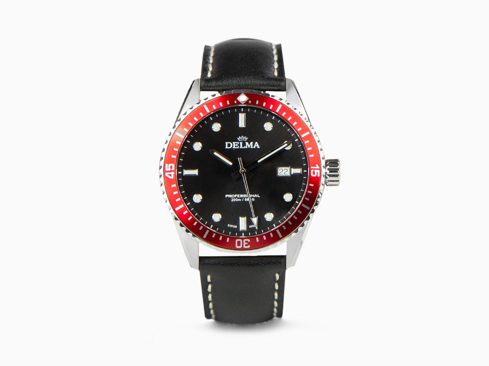 Delma Diver Cayman Quartz Uhr, Schwarz, 42 mm, 20 atm, 41601.708.6.036