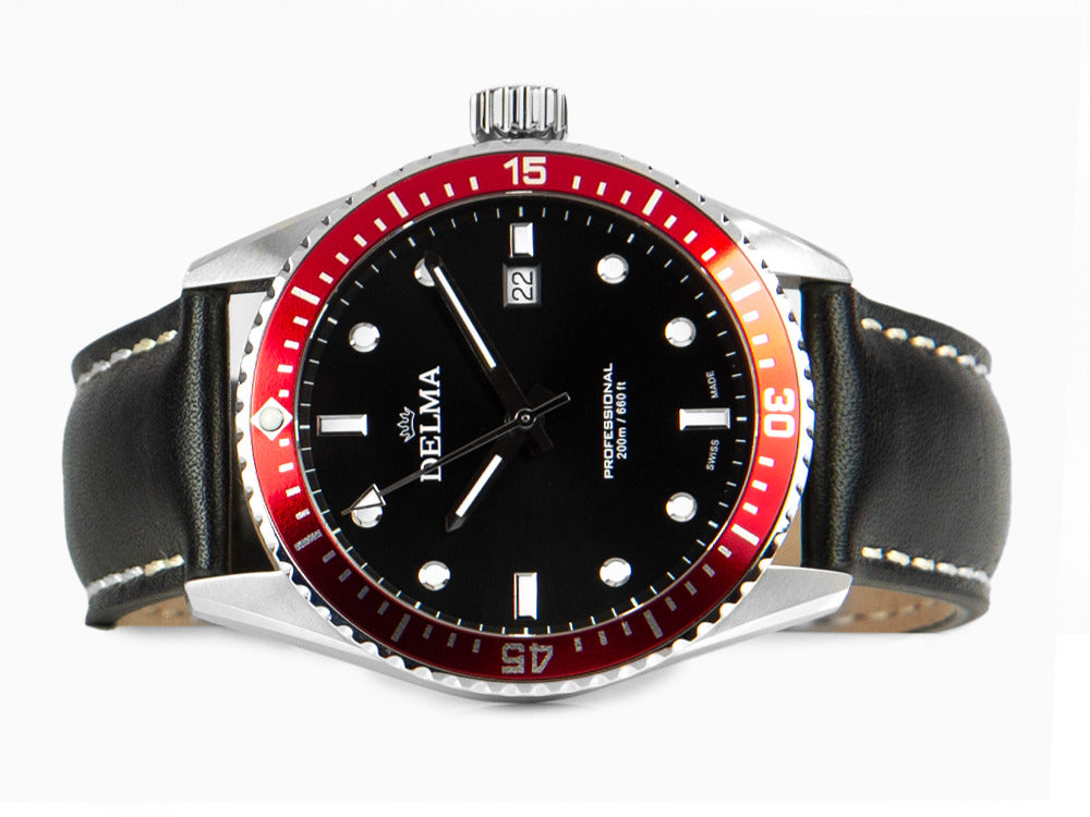 Delma Diver Cayman Quartz Uhr, Schwarz, 42 mm, 20 atm, 41601.708.6.036