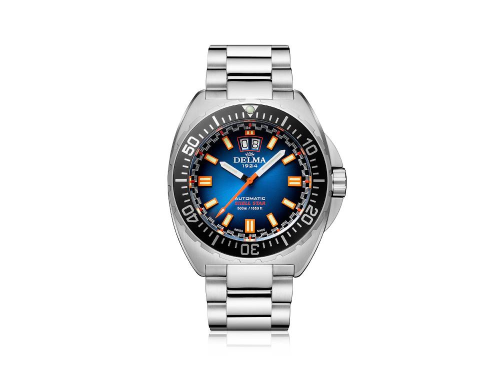Delma Shell Star Big Date Automatik Uhr, Blau, 44 mm,