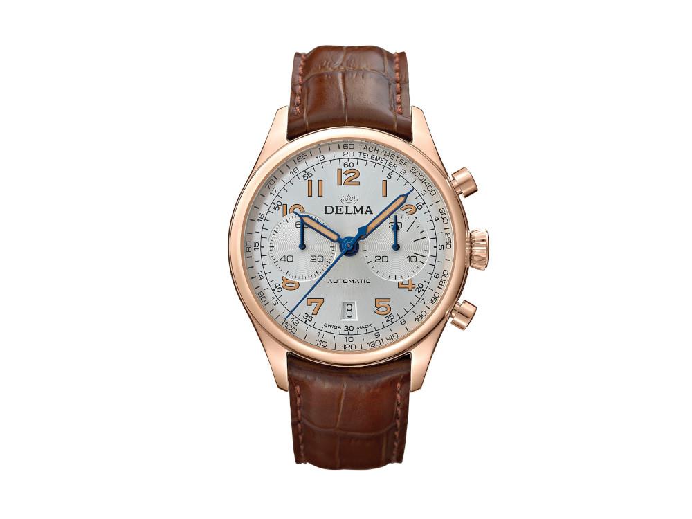 Delma Heritage Chronograph Automatik Uhr, Silber, 43 mm, L.E., 43601.730.6.062