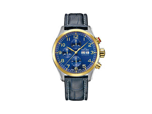 Delma Aero Pioneer Chrono Automatik Uhr, Blau, 45 mm, Leder, 52601.580.6.042