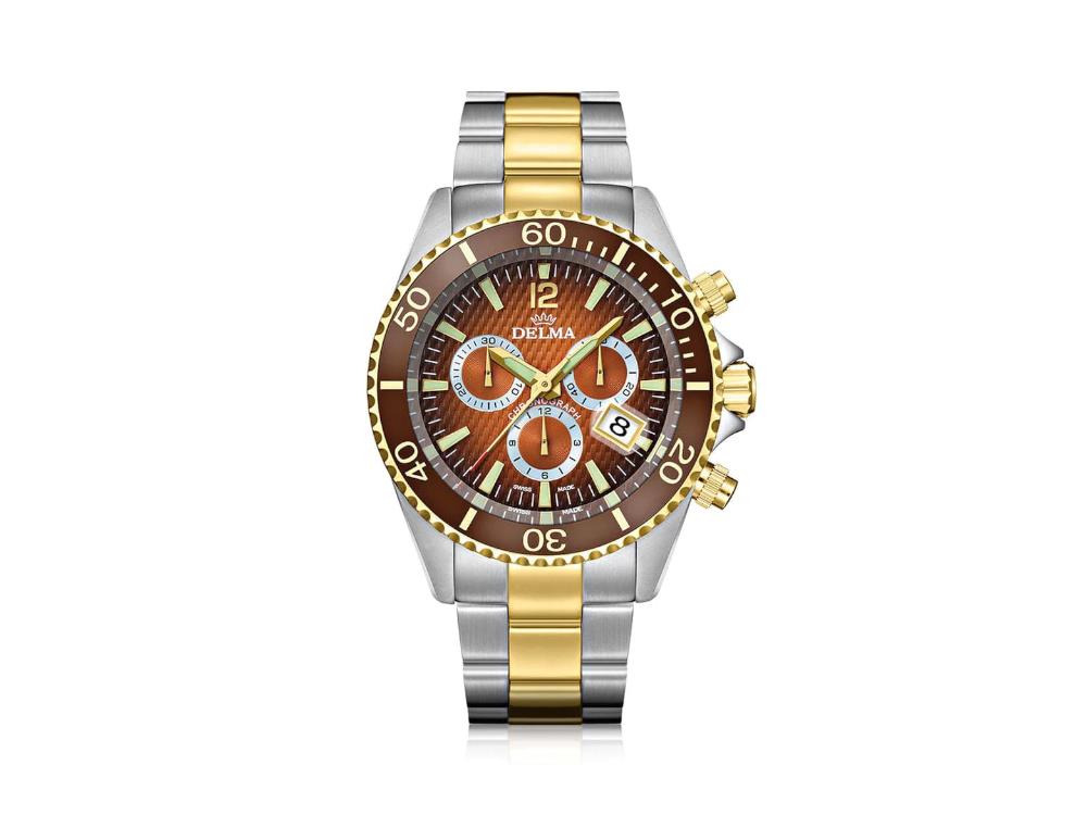 Delma Diver Santiago Chronograph Quartz Uhr, PVD, Orange, 43 mm, 52701.564.6.158