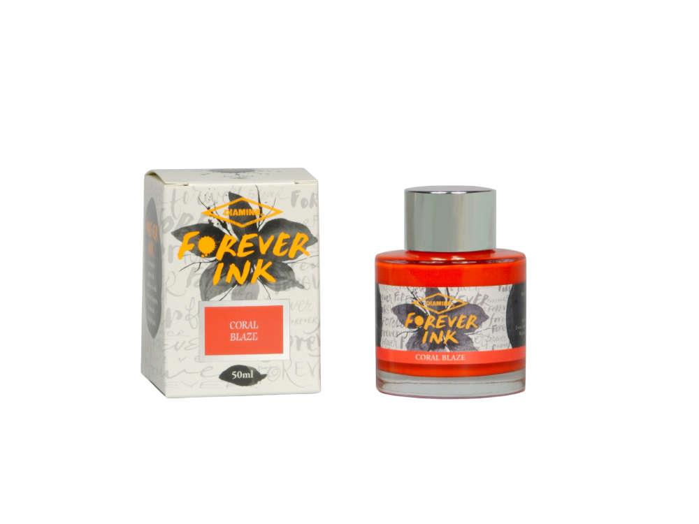 Diamine Forever Ink Collection Tintenfass- Permanente Tinte, Coral Blaze, 50ml