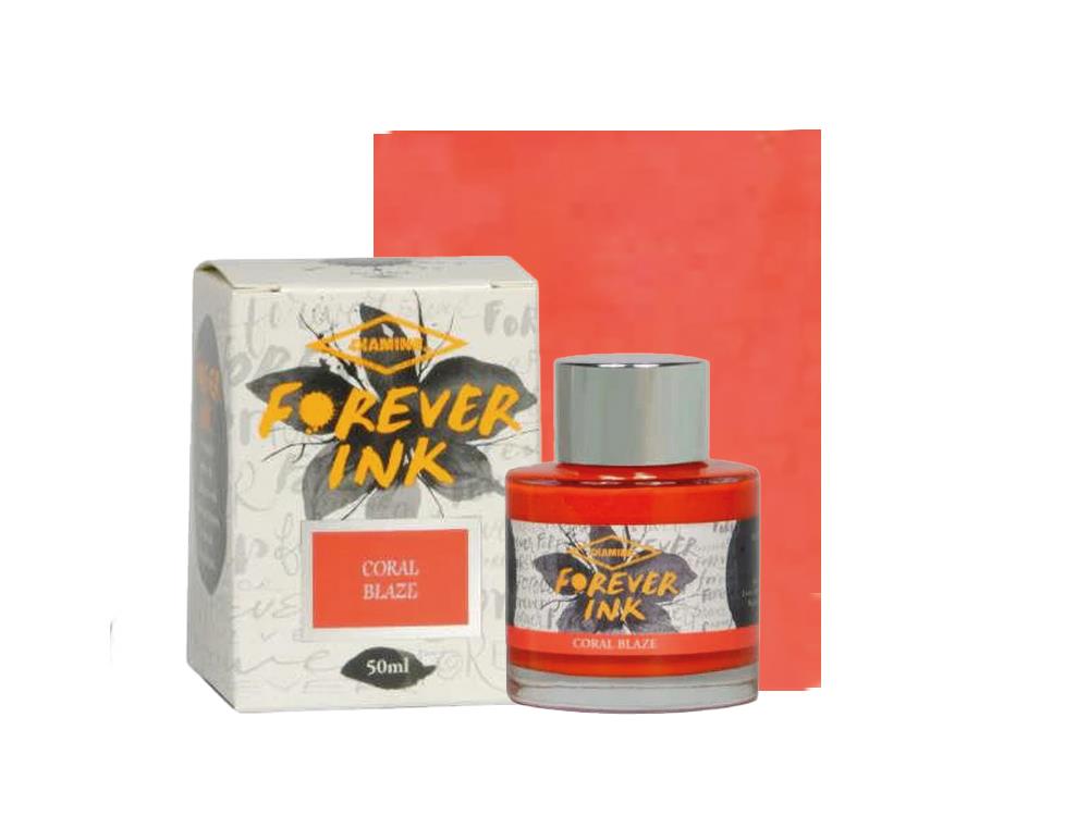 Diamine Forever Ink Collection Tintenfass- Permanente Tinte, Coral Blaze, 50ml