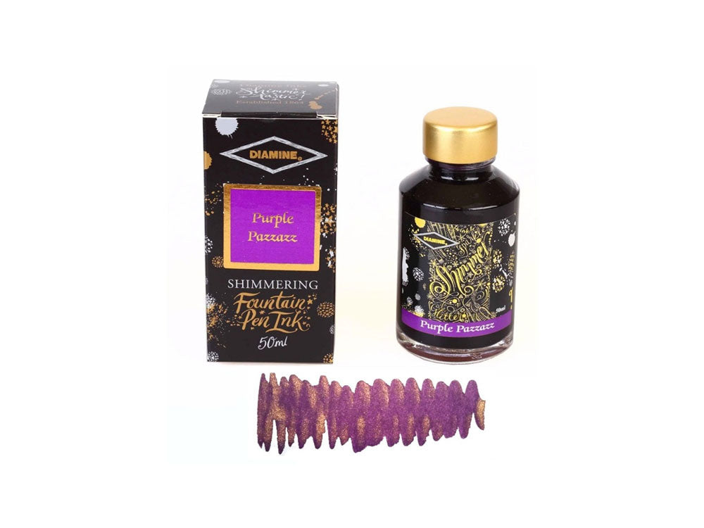 Diamine Shimmering Purple Pazzazz Tintenfass, 50ml, Glass