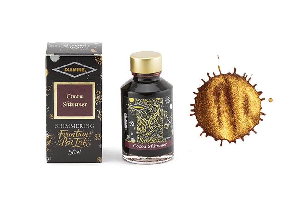 Diamine Shimmering Cocoa Shimmer Tintenfass, 50ml, Braun, Glass