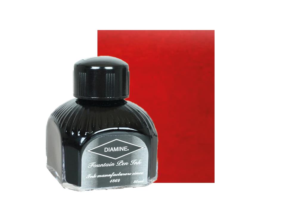 Diamine Tintenfass Crimson, 80ml, Italianische Glass Flasche