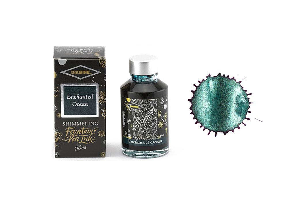 Diamine Shimmering Enchanted Ocean Tintenfass, 50ml, Grün, Glass