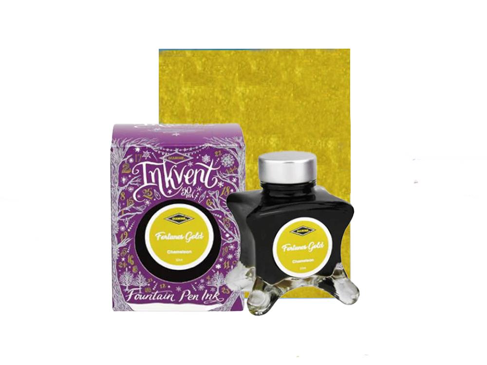 Diamine Tintenfass Fortunes Gold Ink Vent Purple, 50ml, Chamaleon, Gelb