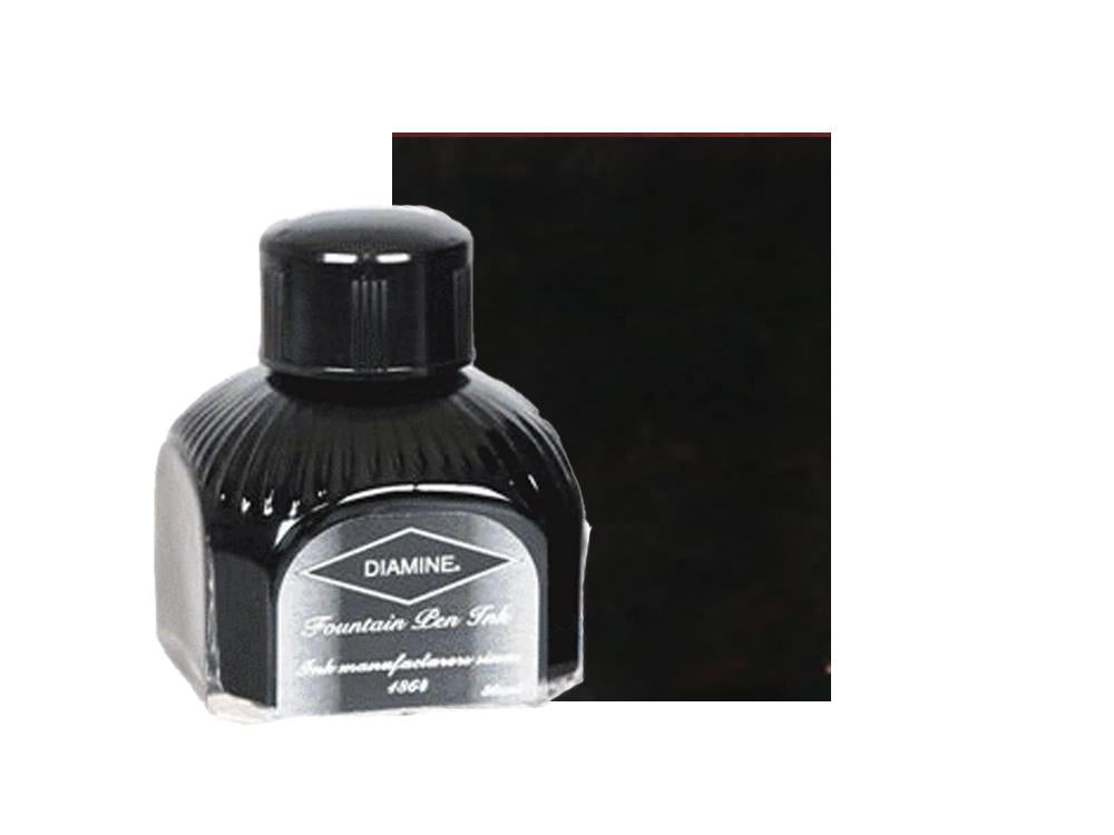 Diamine Tintenfass Jet Black, 80ml., Italianische Glass Flasche