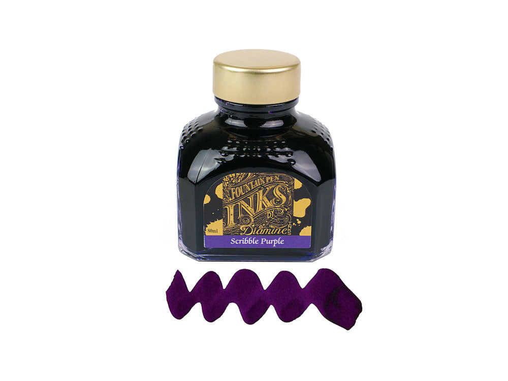 Diamine Tintenfass, 80ml., Violett, Italianische Glass Flasche