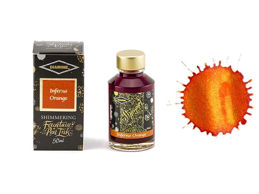 Diamine Shimmering Inferno Orange Tintenfass, 50ml, Glass