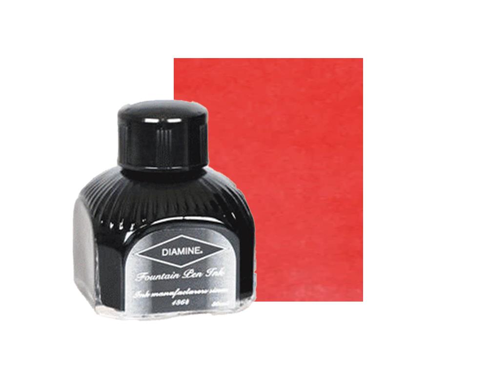 Diamine Tintenfass, 80ml., Passion Red, Italianische Glass Flasche